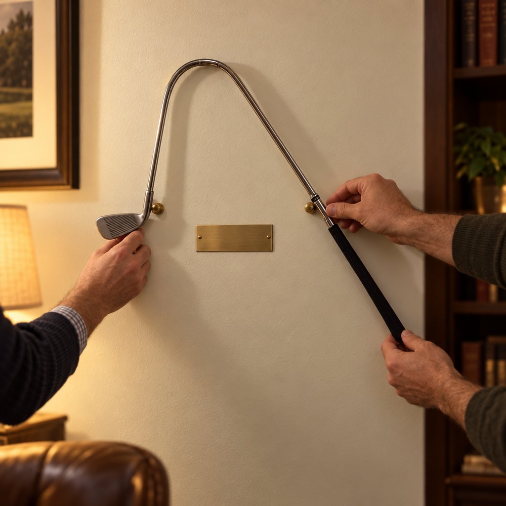 Hands setting a Fore Iron onto its brass wall pegs